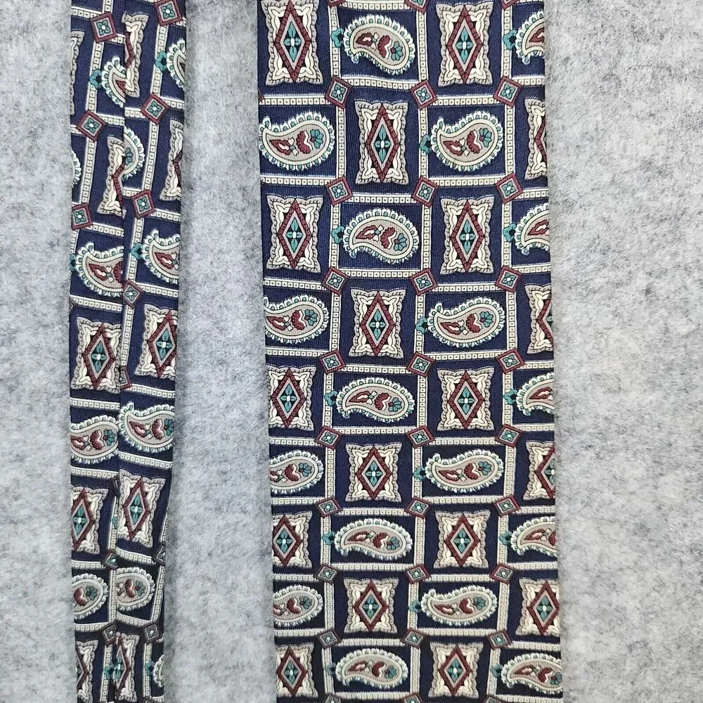 Wembley Necktie‎ Paisley Squares Print 100% Silk Geometric 4
